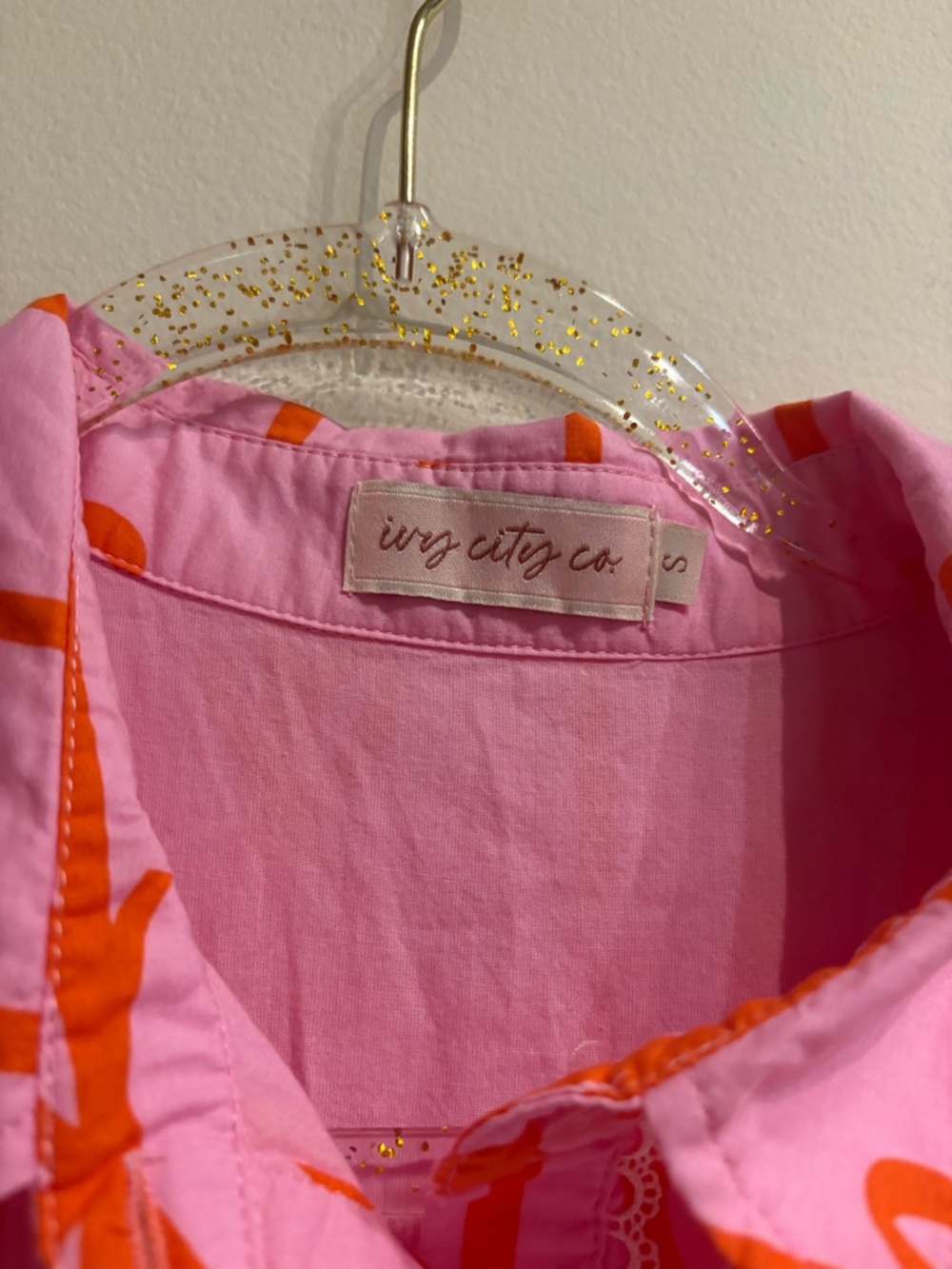 Ivy City Co Bowie Pink Orange Bow Print Cotton Tiered Mini Dress Size Small - Picture 9 of 10